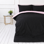 Patalynės komplektas „Pink Panther“. Rožinė patalynė, 140x200 cm, 150x200 cm, 160x200 cm, 180x200 cm, 200x200 cm, 200x220 cm, 220x240 cm. Dvipusis patalynės komplektas su juoda ir šviesiai rožine puse.