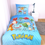 Patalynės komplektas „Pokemon“. Vaikiška patalynė, 135x200 cm. Mėlynų atspalvių patalynės komplektas su dideliais spalvingais pokémon personažų piešiniais. Patalynės komplektas „Pokemon“. Vaikiška patalynė, 135x200 cm. Mėlynų atspalvių patalynės komplektas su dideliais spalvingais pokémon personažų piešiniais.