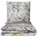 Patalynės komplektas „Wildings“. Raštuota patalynė, 140x200 cm, 150x200 cm, 160x200 cm, 180x200 cm, 200x200 cm, 200x220 cm, 220x240 cm. Melsvo fono patalynės komplektas su gelsvu ir pilku gėlių raštu
