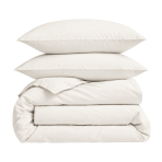 Perkelio patalynės komplektas „Snow White Percale“. Patalynės komplektai 150x200, 140x200 cm, 150x200 cm, 160x200 cm, 180x200 cm, 200x200 cm, 200x220 cm, 220x240 cm. Vienspalvis kreminės baltos spalvos patalynės komplektas be raštų.