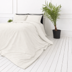 Perkelio patalynės komplektas „Snow White Percale“. Patalynės komplektai 150x200, 140x200 cm, 150x200 cm, 160x200 cm, 180x200 cm, 200x200 cm, 200x220 cm, 220x240 cm. Kreminės baltos spalvos antklodės užvalkalas be dekoratyvinių motyvų.
