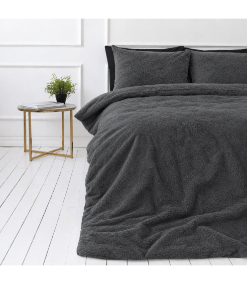 Pliušo patalynė „Minky Dark Grey“. Patalynės komplektai 200x220