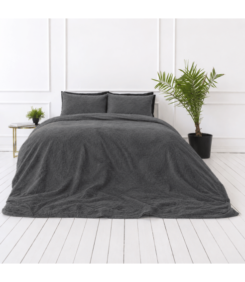 Pliušo patalynė „Minky Dark Grey“. Patalynės komplektai 200x220