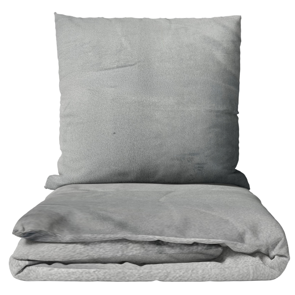 Pliušo patalynė „Minky Grey Solid“. Patalynės komplektai 200x220, 200x220 cm. Pilka patalynė savo vientisu, švelniu tamsiai pilku atspalviu.