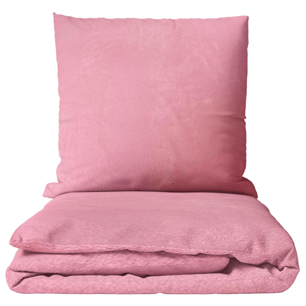 Pliušo patalynė „Minky Rose Solid“. Patalynės komplektai 200x220, 200x220 cm. Švelnios rausvos patalynės komplektas