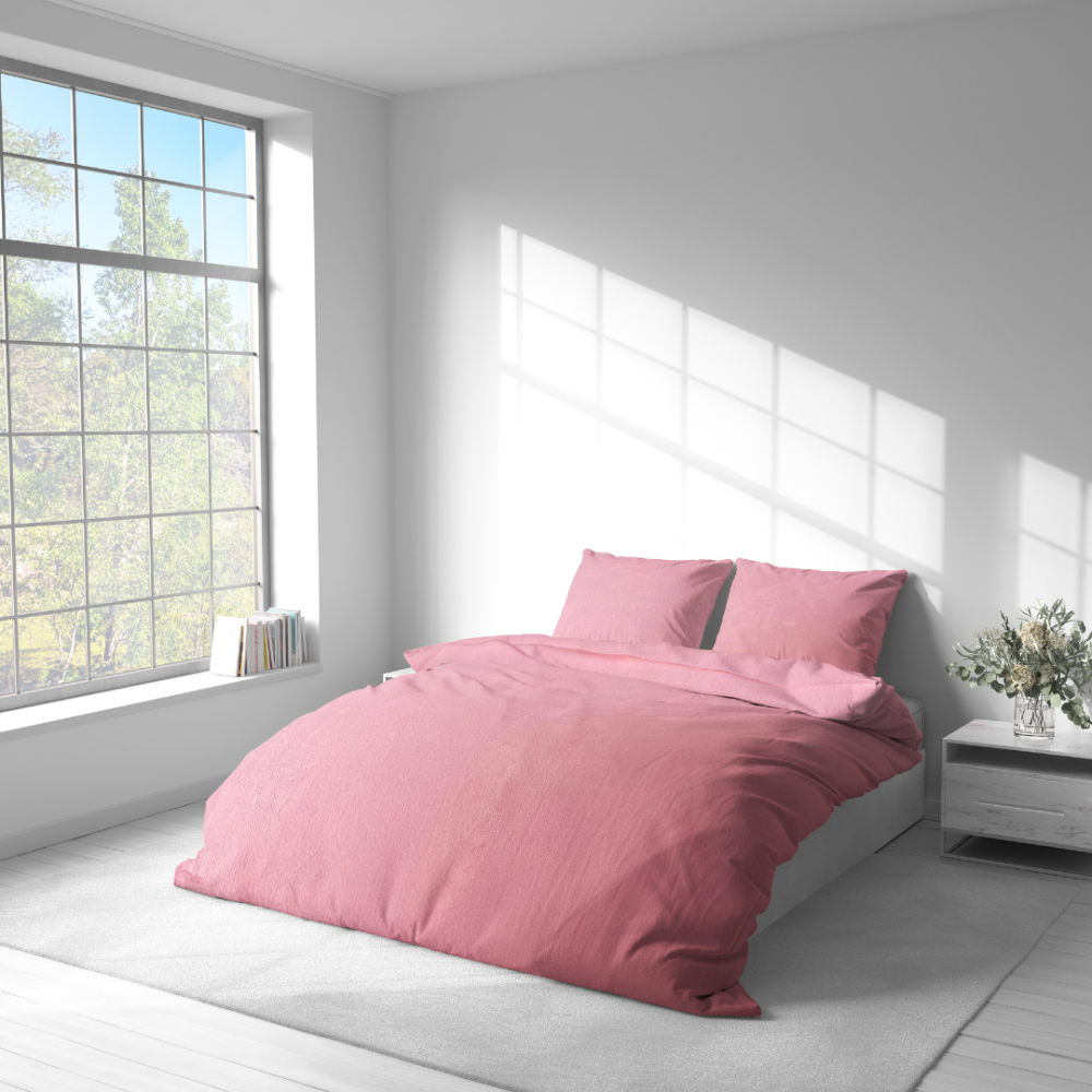 Pliušo patalynė „Minky Rose Solid“. Patalynės komplektai 200x220, 200x220 cm. Pastelinė šviesiai rožinė patalynė