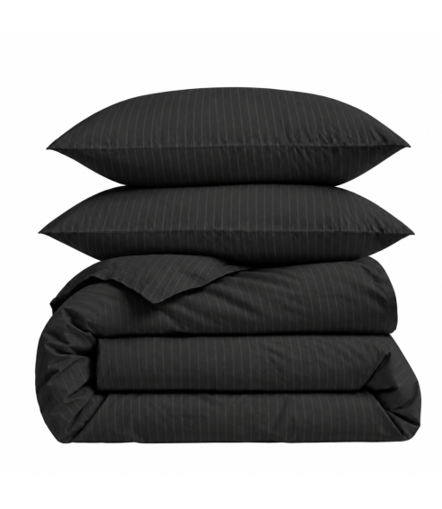 Premium satino patalynės komplektas „Black Stripe Sateen“. Satino patalynė