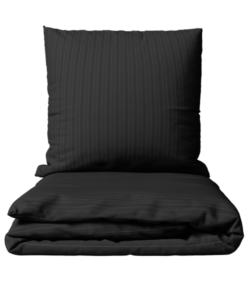 Premium satino patalynės komplektas „Black Stripe Satin“. Satino patalynė