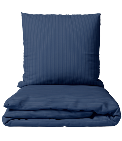 Premium satino patalynės komplektas „Blue Stripe Satin“. Satino patalynė