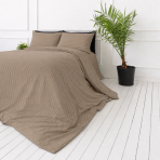 Premium satino patalynės komplektas „Brandy Stripe Sateen“. Patalynės komplektai 150x200, 140x200 cm, 150x200 cm, 160x200 cm, 180x200 cm, 200x200 cm, 200x220 cm, 220x240 cm. Šiltai rudas patalynės komplektas su elegantišku dryžuotu paviršiumi