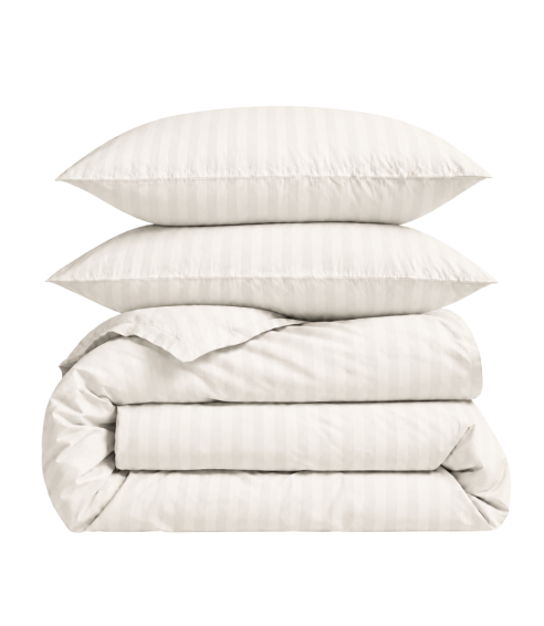 Premium satino patalynės komplektas „Snow White Stripe Sateen“. Satino patalynė