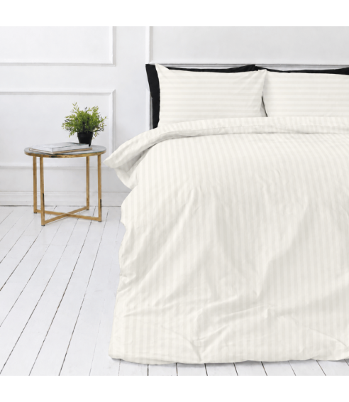 Premium satino patalynės komplektas „Snow White Stripe Sateen“. Satino patalynė