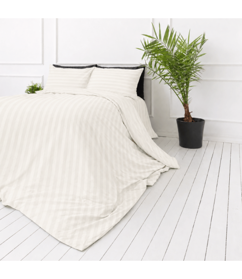 Premium satino patalynės komplektas „Snow White Stripe Sateen“. Satino patalynė