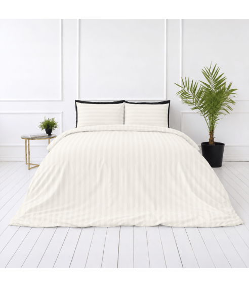 Premium satino patalynės komplektas „Snow White Stripe Sateen“. Satino patalynė