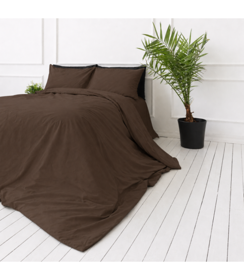 Premium satino patalynės komplektas „Brown“. Satino patalynė
