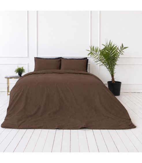 Premium satino patalynės komplektas „Brown“. Satino patalynė