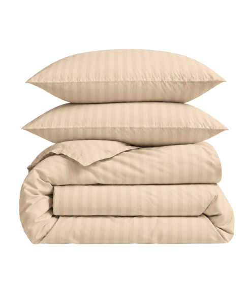 Premium satino patalynės komplektas „Champagne Stripe Sateen“. Satino patalynė