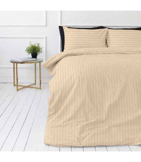 Premium satino patalynės komplektas „Champagne Stripe Sateen“. Satino patalynė