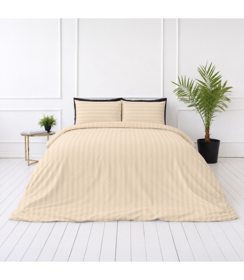 Premium satino patalynės komplektas „Champagne Stripe Sateen“. Satino patalynė