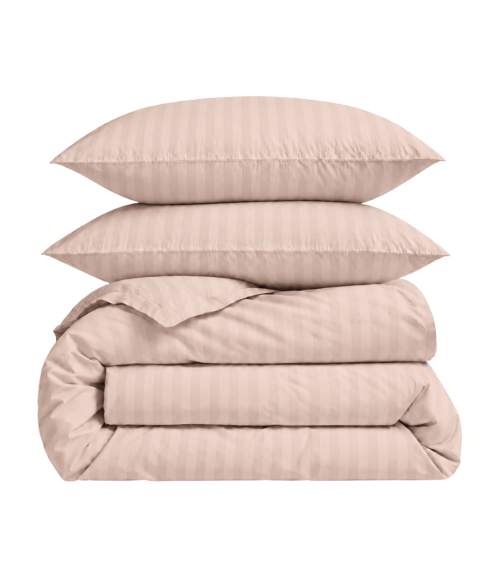 Premium satino patalynės komplektas „Classic Coffee Stripe Sateen“. Satino patalynė