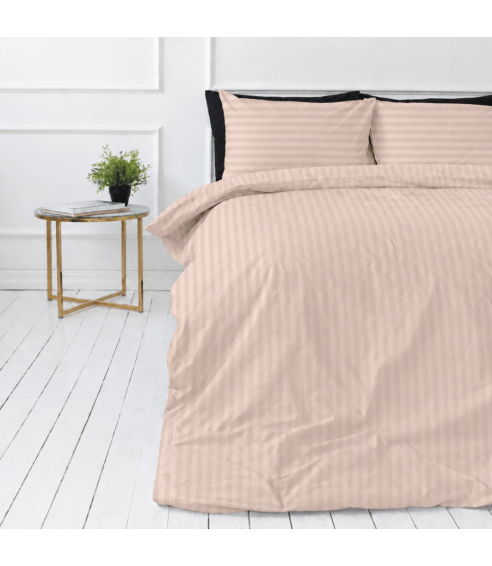 Premium satino patalynės komplektas „Classic Coffee Stripe Sateen“. Satino patalynė