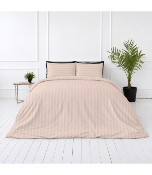 Premium satino patalynės komplektas „Classic Coffee Stripe Sateen“. Satino patalynė