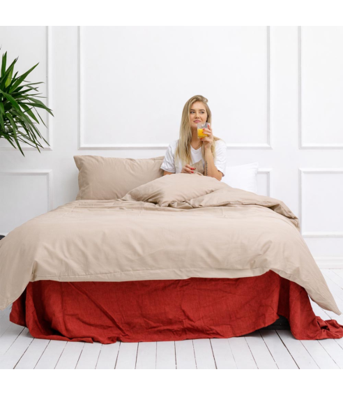 Premium satino patalynės komplektas „Classic coffee“. Satino patalynė