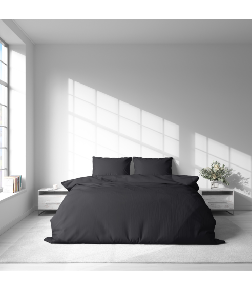 Premium satino patalynės komplektas „Graphite Satin“. Satino patalynė