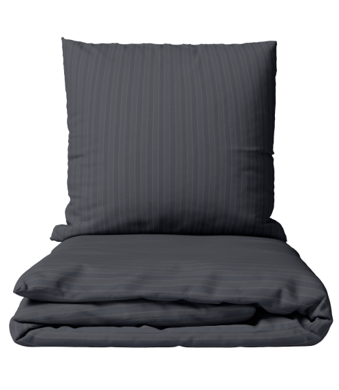 Premium satino patalynės komplektas „Graphite Stripe Satin“. Satino patalynė
