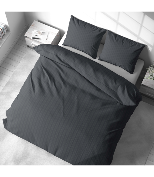 Premium satino patalynės komplektas „Graphite Stripe Satin“. Satino patalynė
