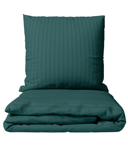 Premium satino patalynės komplektas „Green Stripe Satin“. Satino patalynė