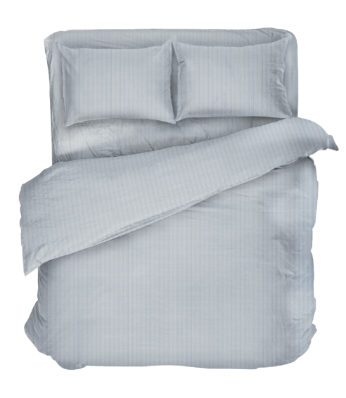 Premium satino patalynės komplektas „Light Gray Stripe Satin“. Satino patalynė