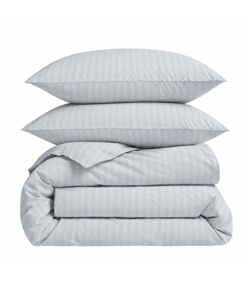Premium satino patalynės komplektas „Light Gray Stripe Satin“. Satino patalynė