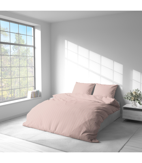 Premium satino patalynės komplektas „Peachy Stripe Satin“. Satino patalynė