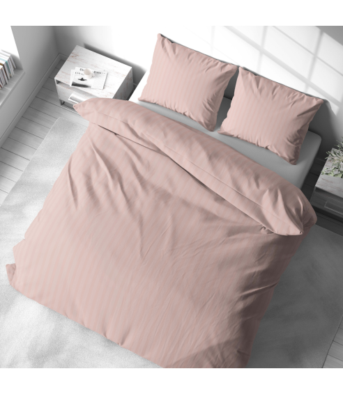 Premium satino patalynės komplektas „Peachy Stripe Satin“. Satino patalynė