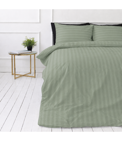 Premium satino patalynės komplektas „Pistachio Stripe Sateen“. Satino patalynė