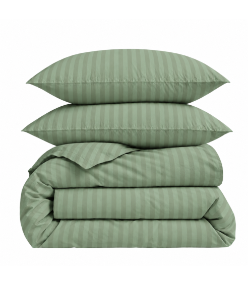 Premium satino patalynės komplektas „Pistachio Stripe Sateen“. Satino patalynė