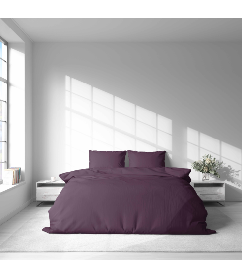 Premium satino patalynės komplektas „Plum glow“. Satino patalynė