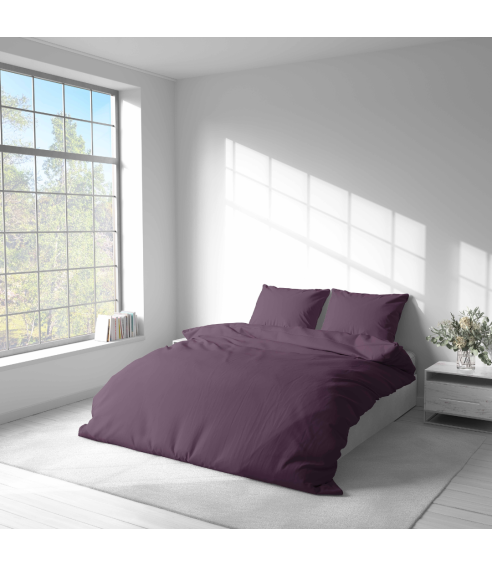Premium satino patalynės komplektas „Plum glow“. Satino patalynė