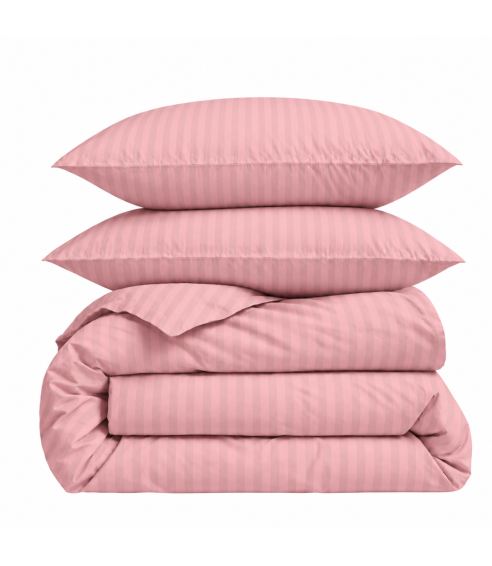 Premium satino patalynės komplektas „Seashell Pink Stripe Sateen“. Satino patalynė