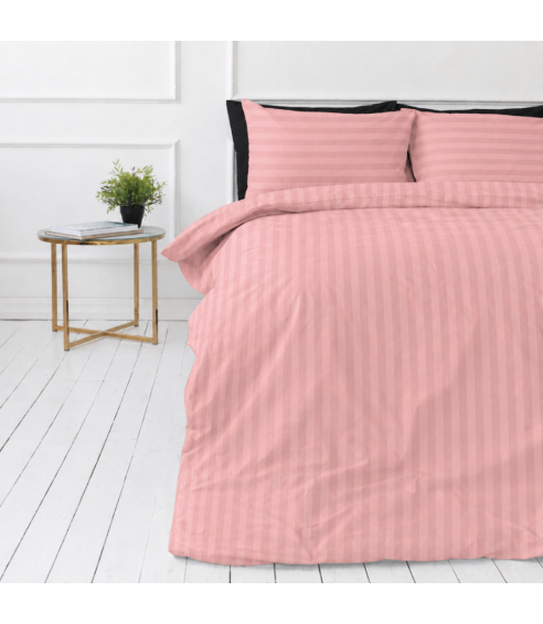 Premium satino patalynės komplektas „Seashell Pink Stripe Sateen“. Satino patalynė