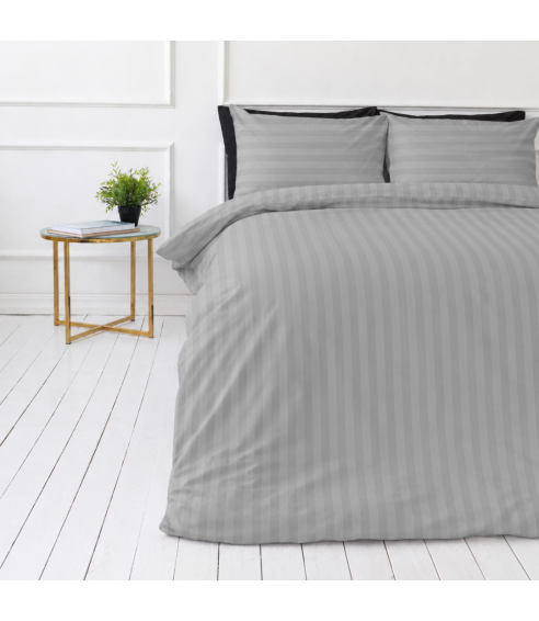 Premium satino patalynės komplektas „Silver Stripe Sateen“. Satino patalynė