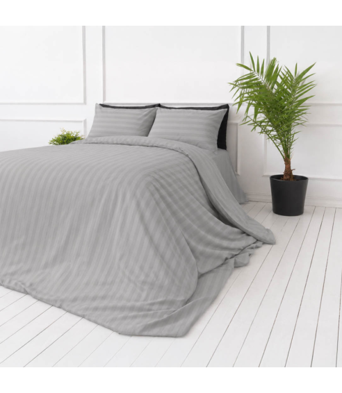 Premium satino patalynės komplektas „Silver Stripe Sateen“. Satino patalynė