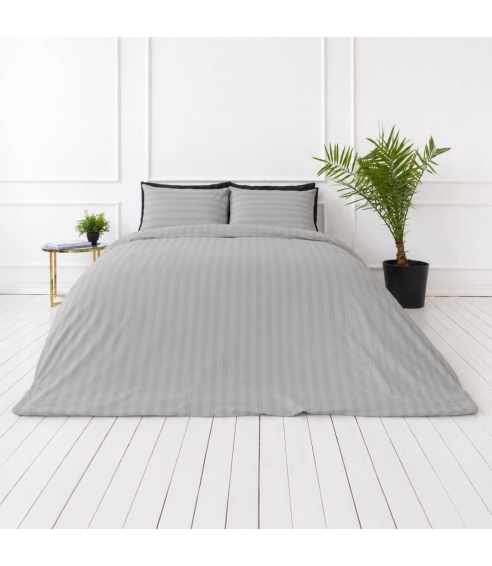 Premium satino patalynės komplektas „Silver Stripe Sateen“. Satino patalynė