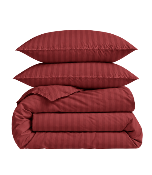 Premium satino patalynės komplektas „Sun-dried Tomato Stripe Sateen“. Satino patalynė
