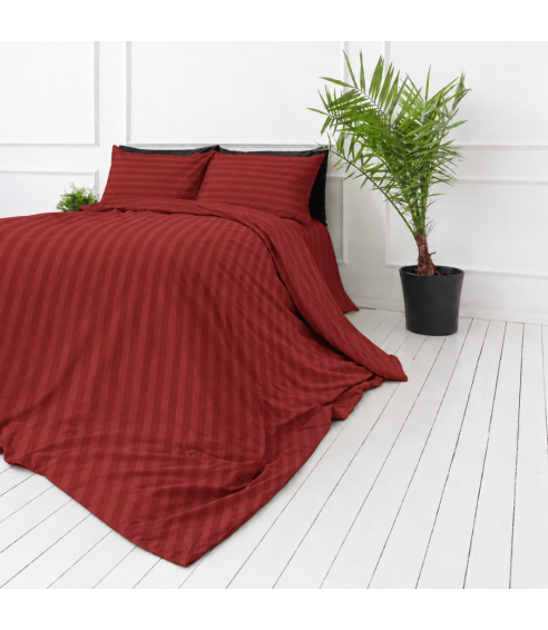 Premium satino patalynės komplektas „Sun-dried Tomato Stripe Sateen“. Satino patalynė