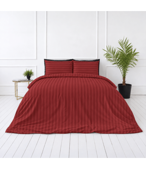 Premium satino patalynės komplektas „Sun-dried Tomato Stripe Sateen“. Satino patalynė