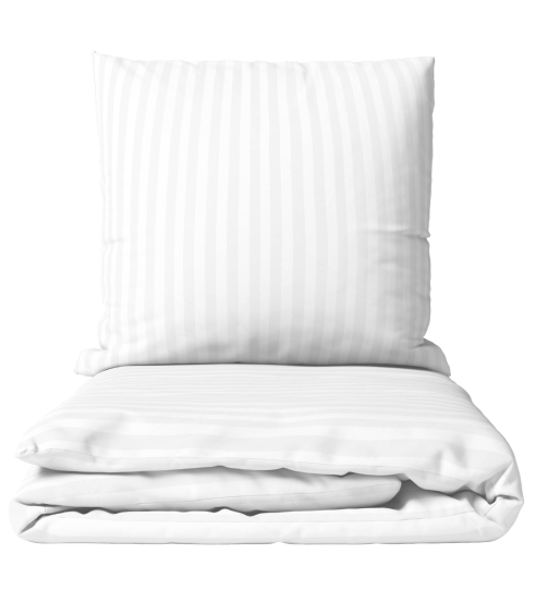 Premium satino patalynės komplektas „White Stripe Sateen“. Satino patalynė