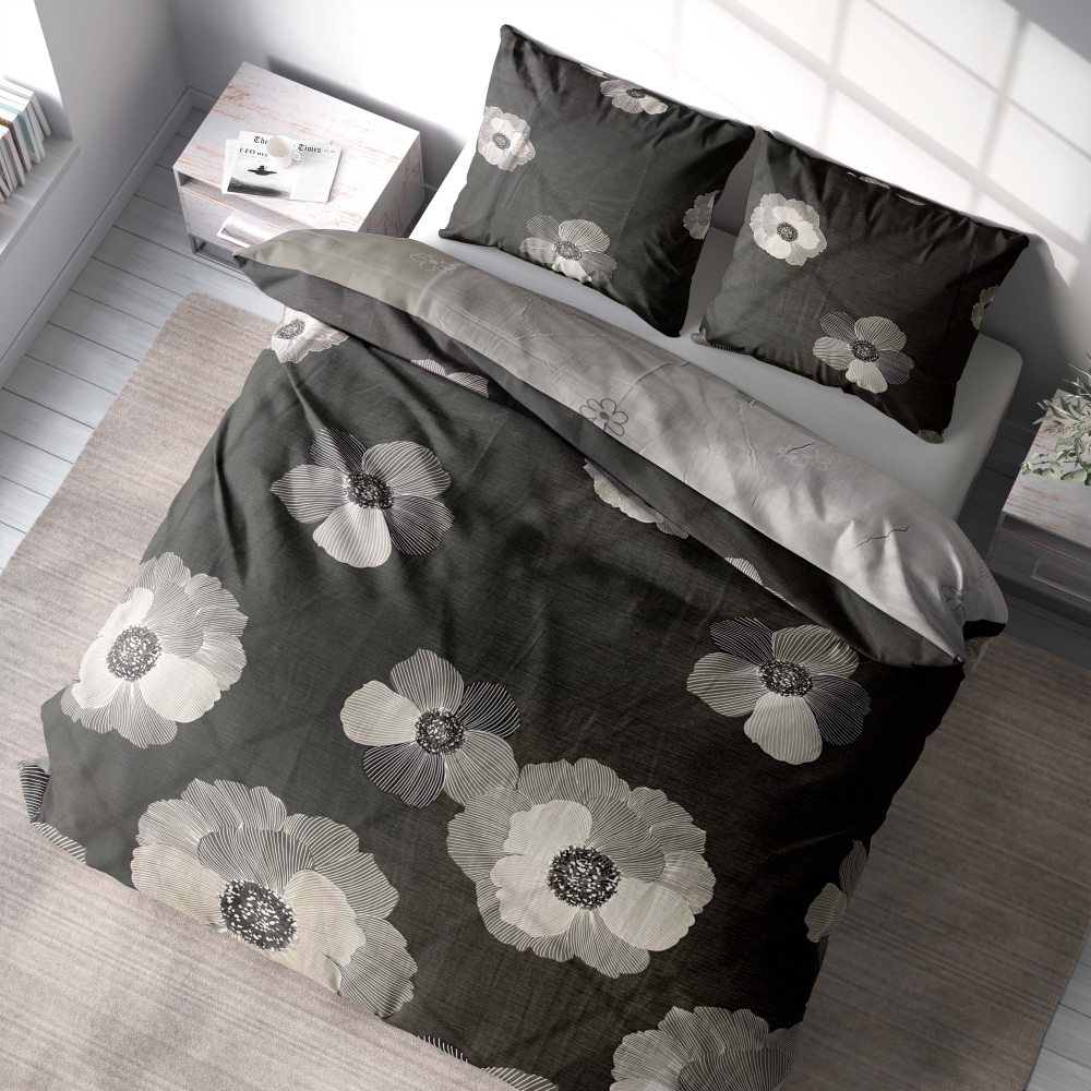 Satino pagalvės užvalkalas „Poppiescape“. Pagalvių užvalkalai 50x70