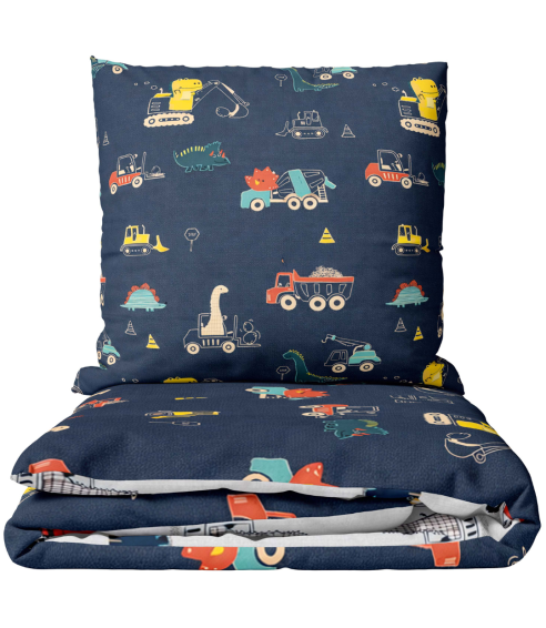 Satino patalynės komplektas „Dinoscape“. Satino patalynė